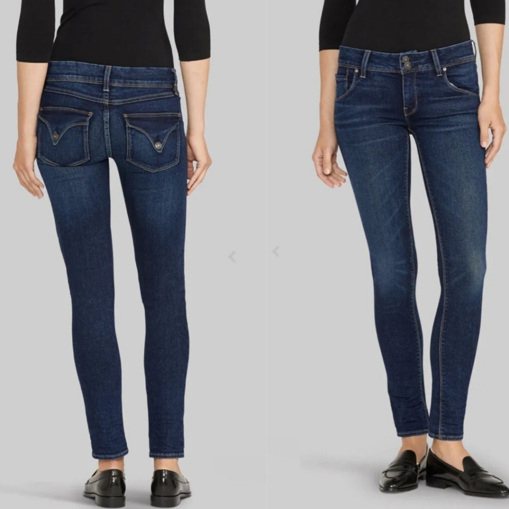 Hudson Colin Flap Pocket Low Rise Daek Wash Skinny Jeans Size 26